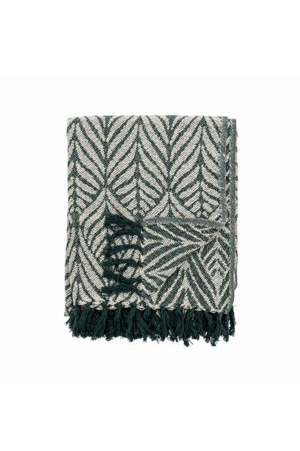 Ugento Throw, Green, Recycled Cotton & Fibres