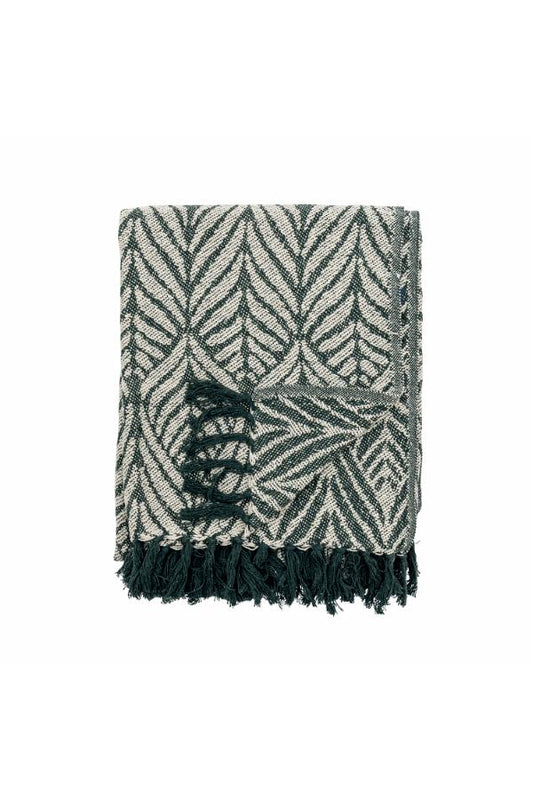 Ugento Throw, Green, Recycled Cotton & Fibres