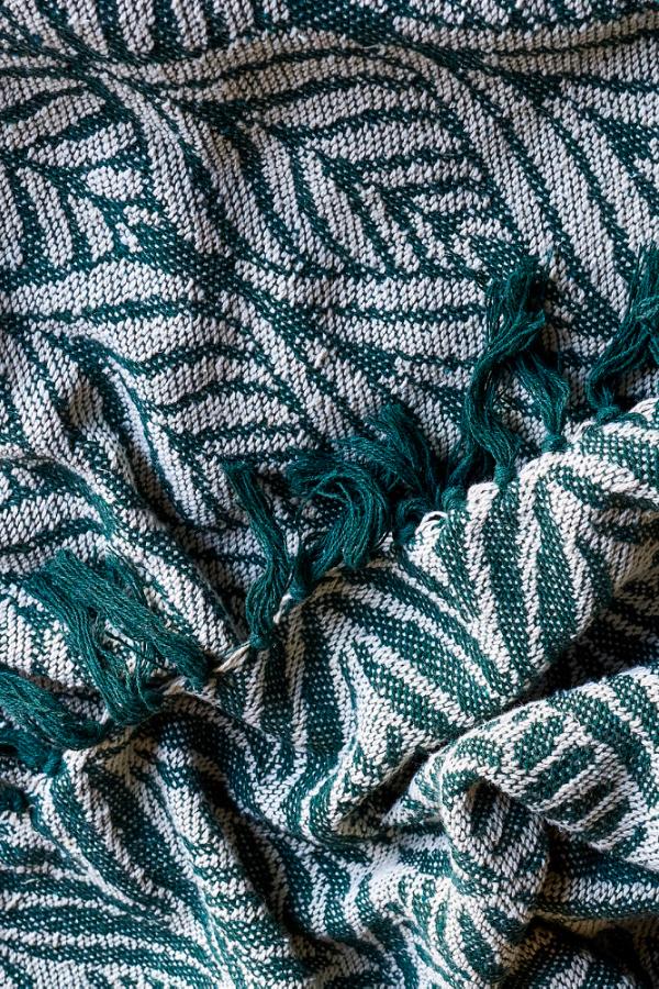 Ugento Throw, Green, Recycled Cotton & Fibres