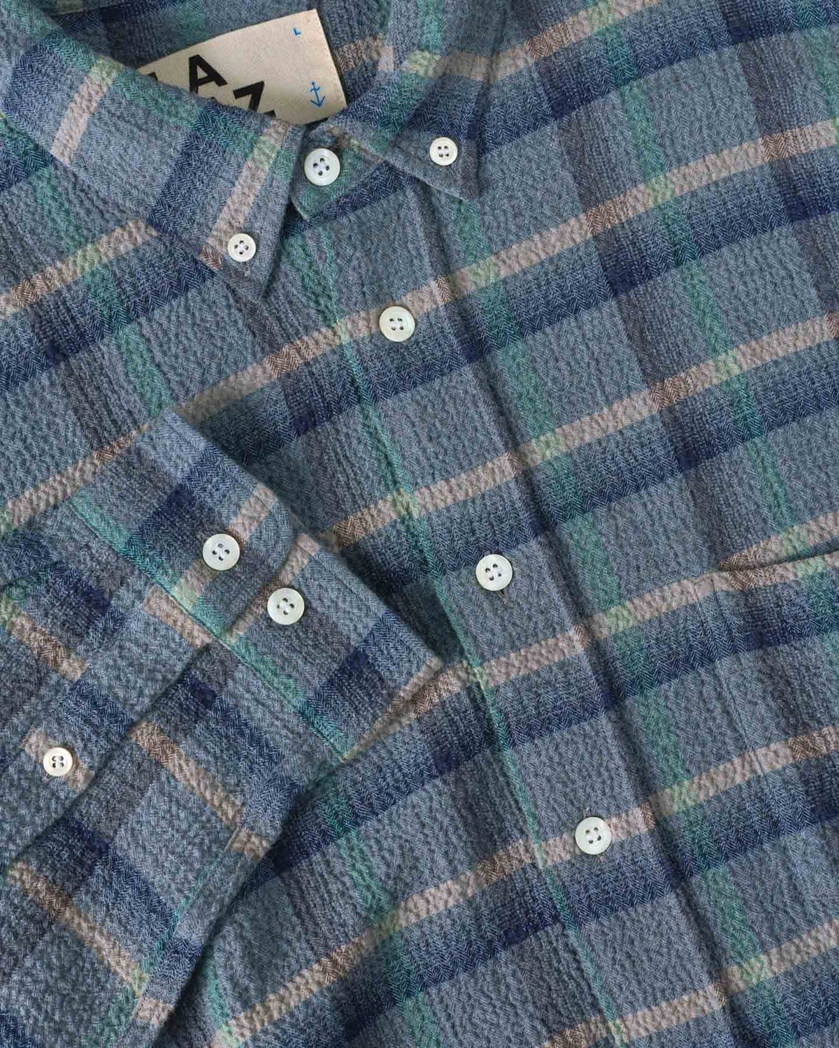 Branco Button Down Shirt Balsam Green Checks