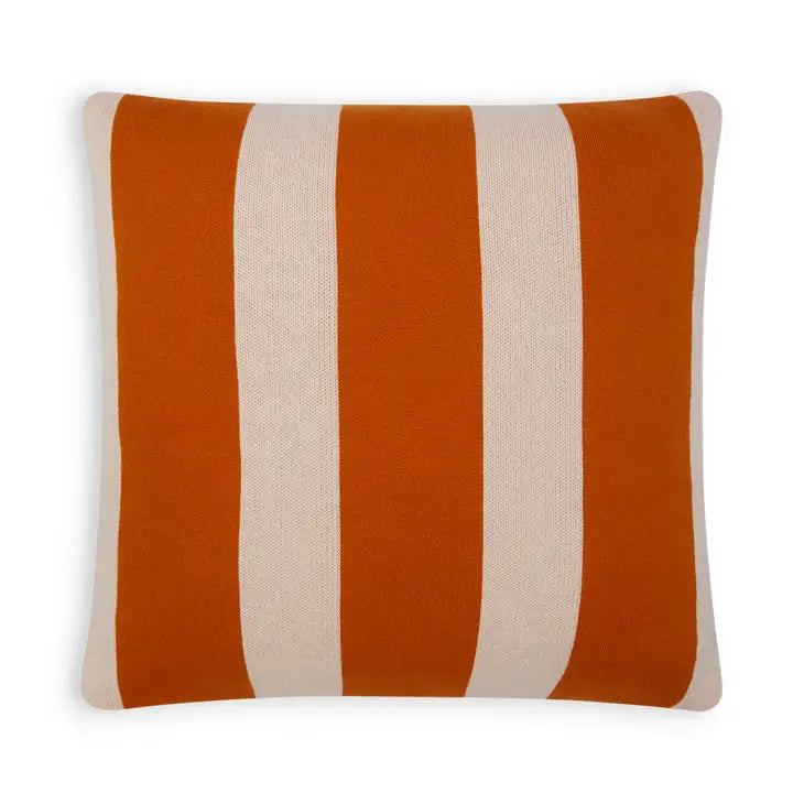 Cotton knit throw cushion, burnt orange