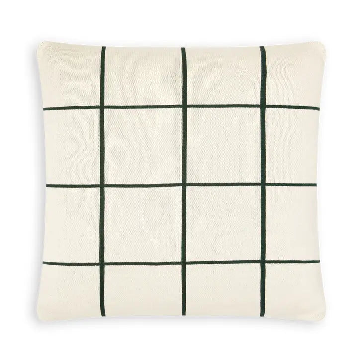 Cotton knit throw cushion, forest green