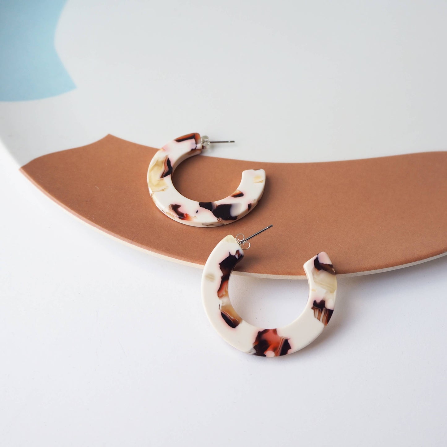 Custom Made - Cocoa Marble Midi Hoop Earrings