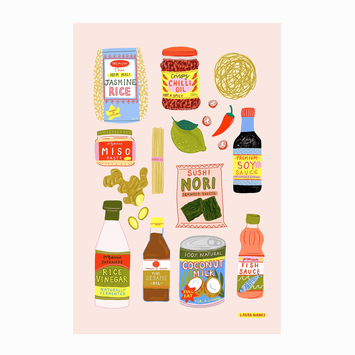 Laura Barnes - Asian ingredients Art Print