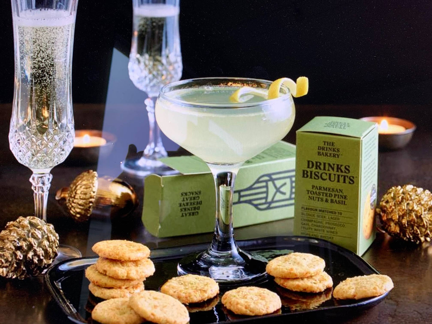 The Drinks Bakery - Drinks Biscuits - Parmesan Cheese & Sweet Basil 110g
