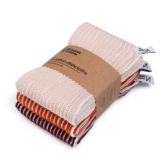 Sophie Home Ltd - Reusable & Eco-Friendly Cotton Dishcloths: Ribbed Orange