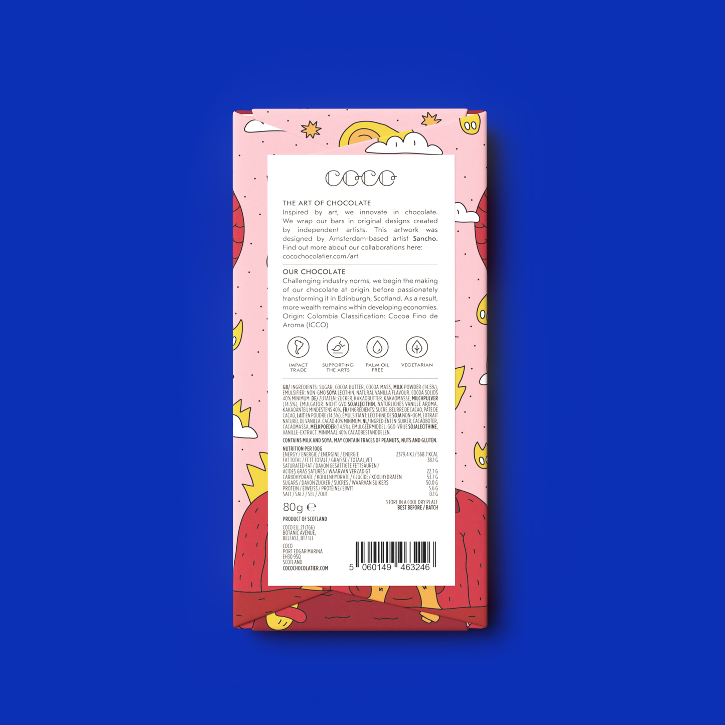 COCO Chocolatier - Colombian Milk 40% Chocolate Bar 80g
