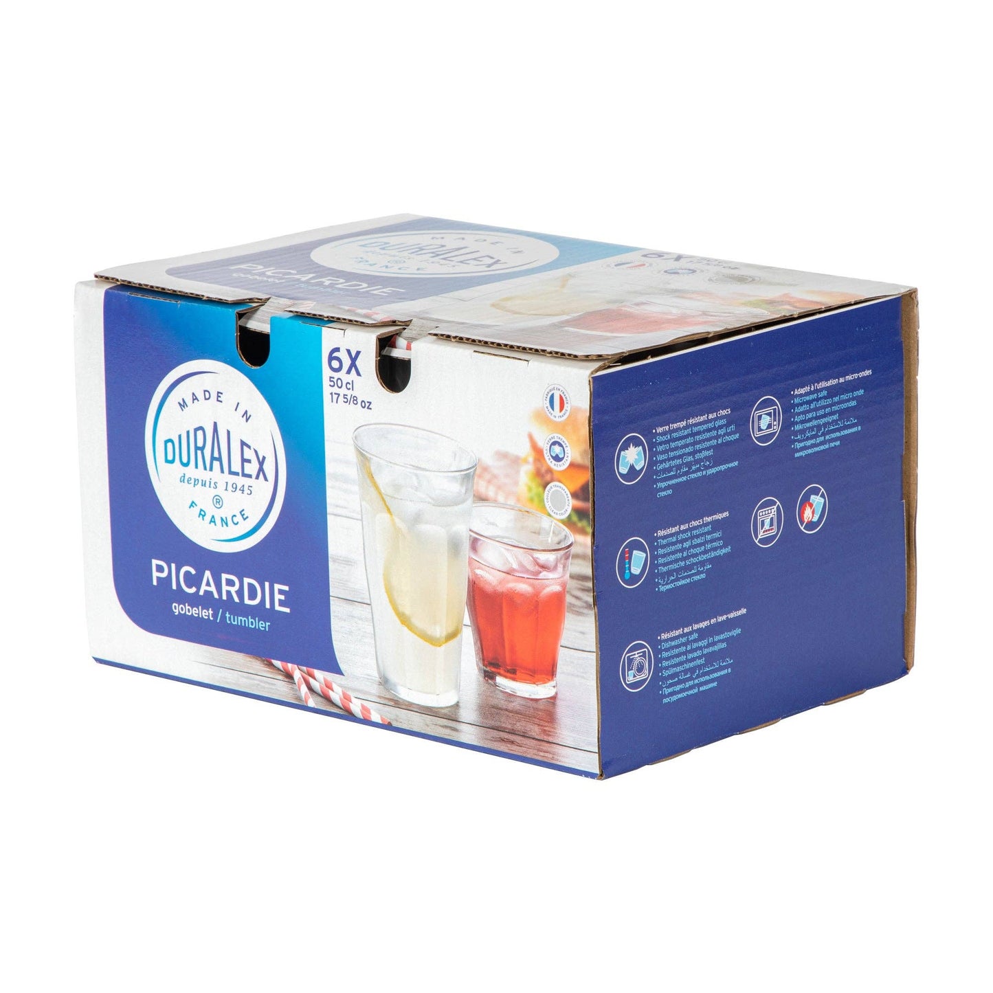 Duralex Picardie Traditional Glass Drinking Tumbler - 50cl/500ml, Box of 6