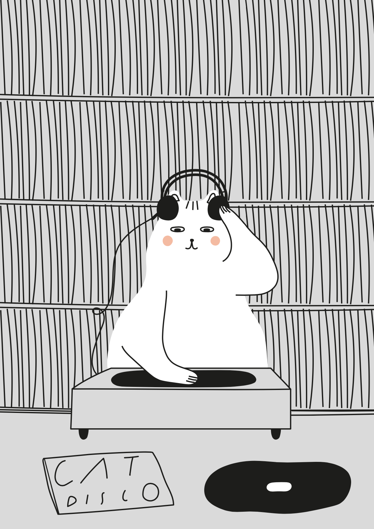 Seekprint - Cat Disco DJ Cat Greeting Card