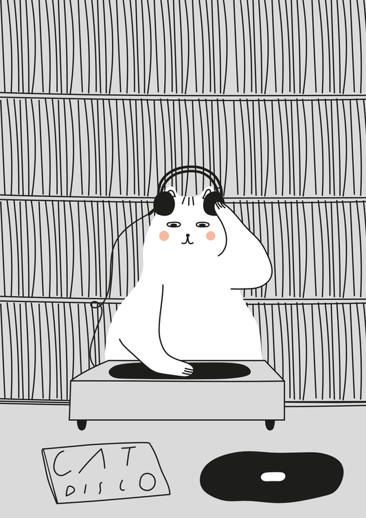 Seekprint - Cat Disco DJ Cat Greeting Card