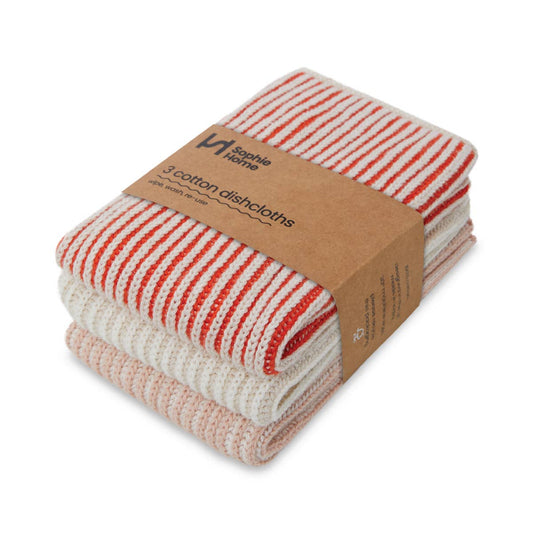 Sophie Home Ltd - Reusable & Eco-Friendly Cotton Knit Dishcloths - Ribbed Pink