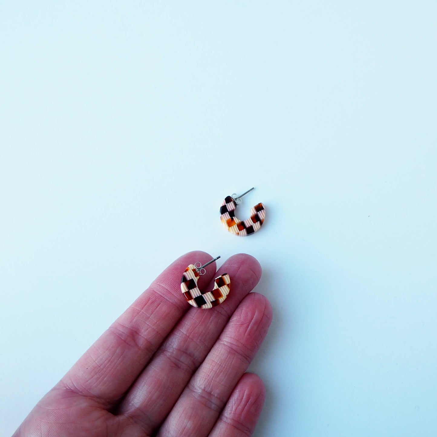 Custom Made - Honey Checker Super Mini Hoop Earrings