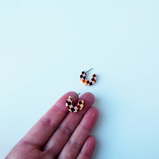 Custom Made - Honey Checker Super Mini Hoop Earrings