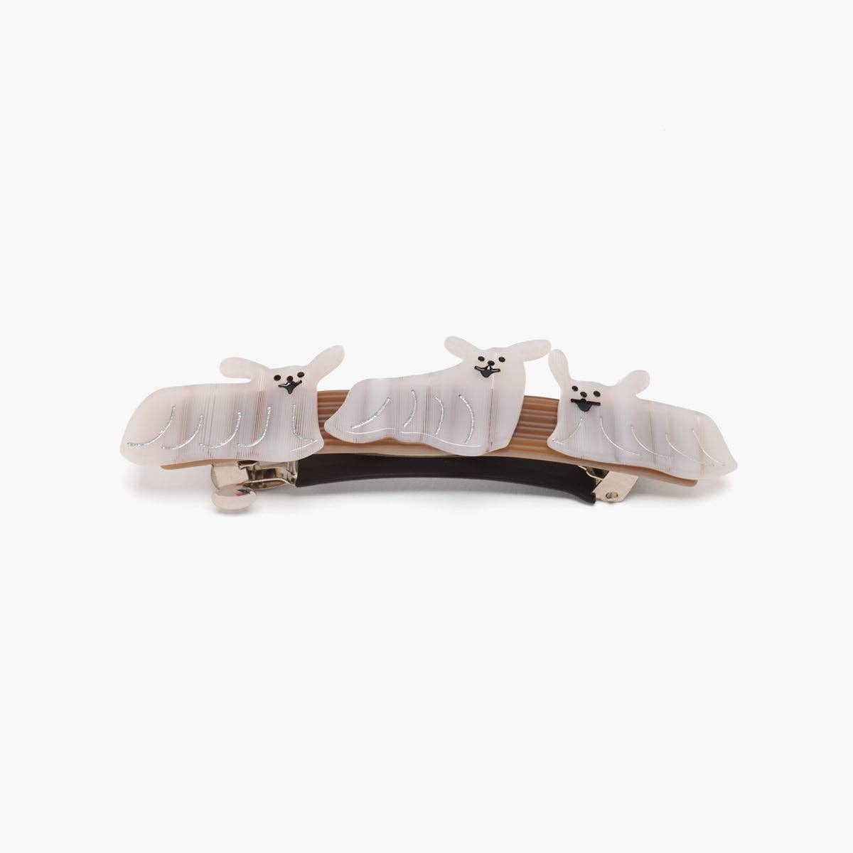WINONA IRENE - Floof White Dogs Cute Acetate French Barrette Hair Clip