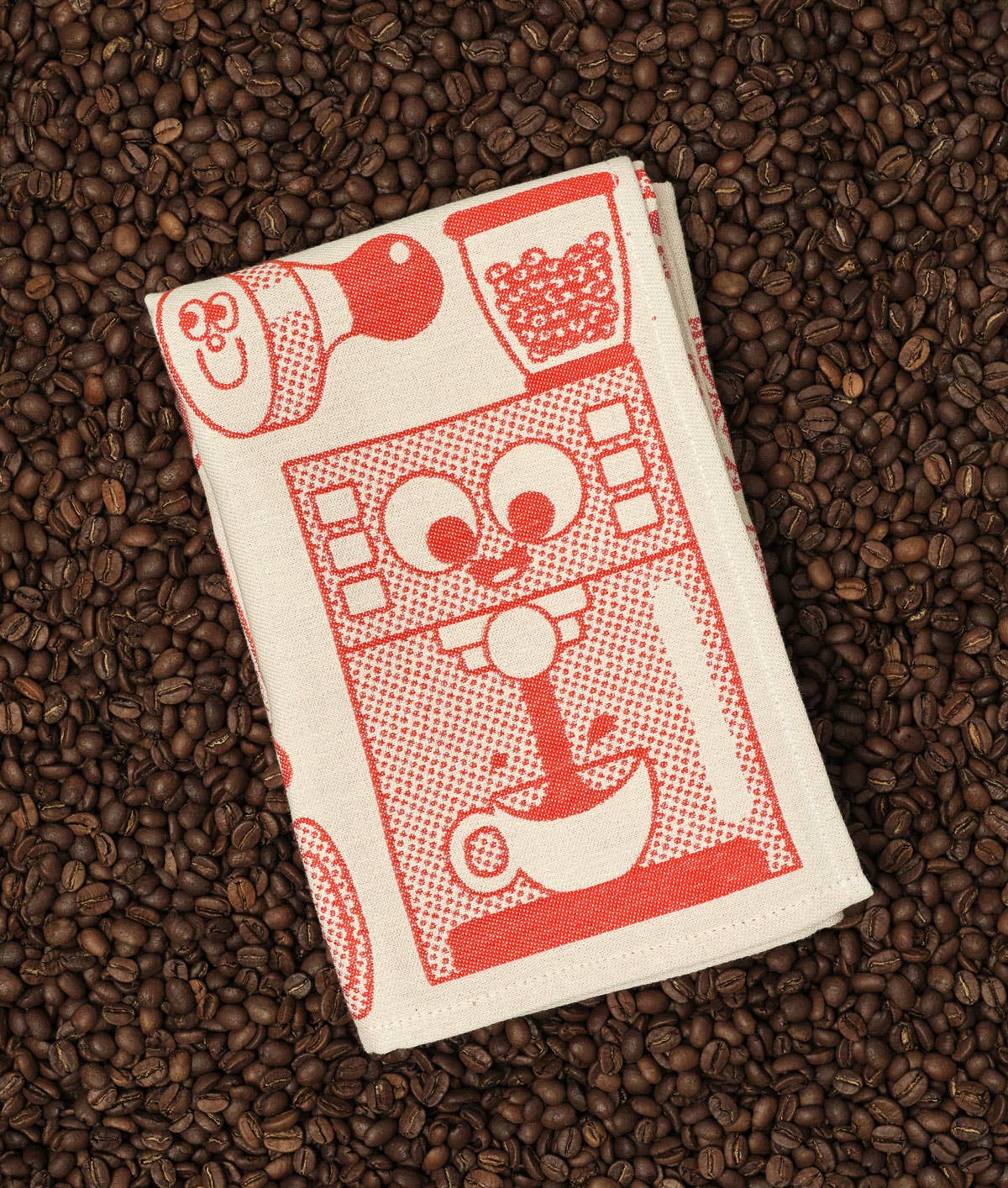 Coffee Time Tea Towel Red/Beige