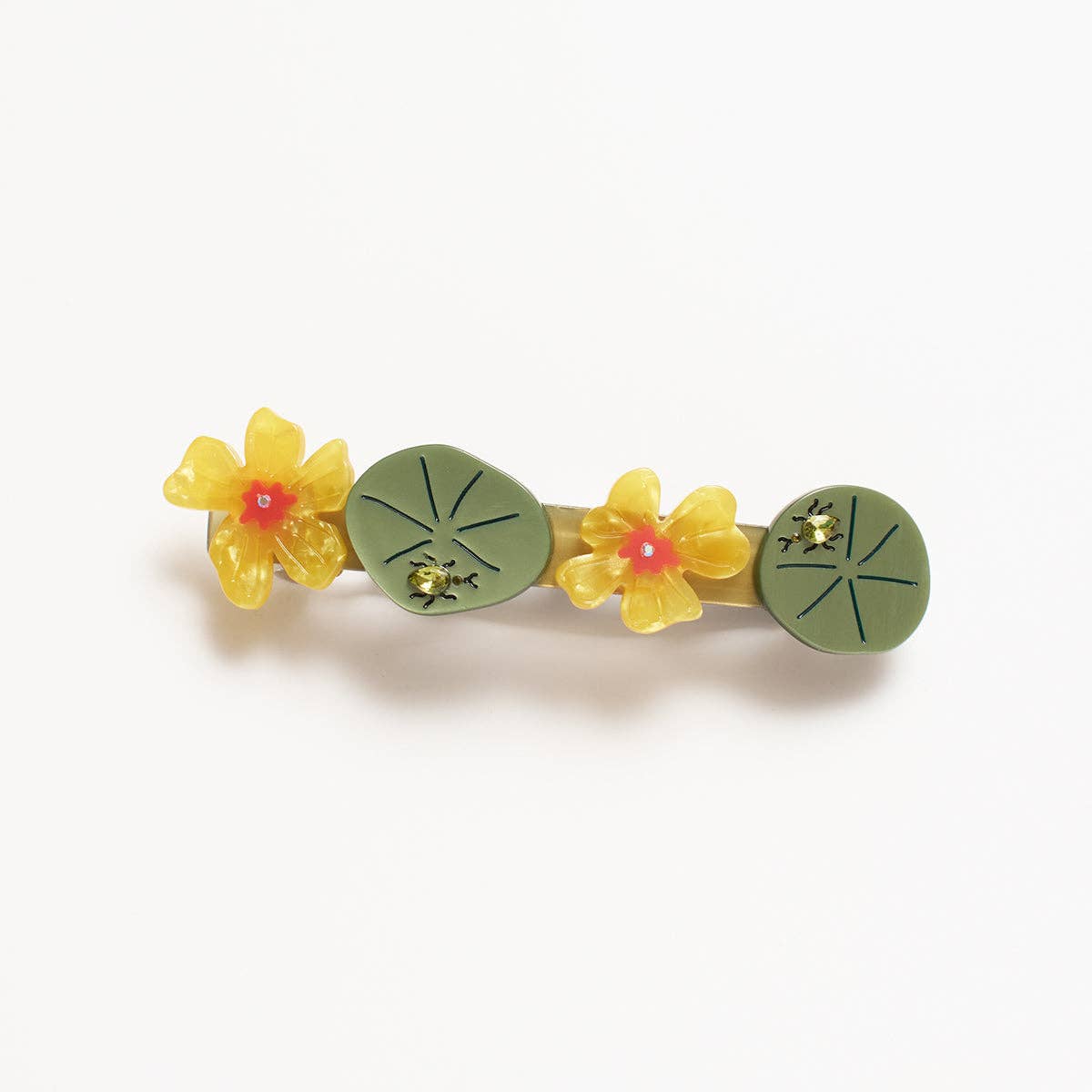 WINONA IRENE - Jeweled Nasturtium French Barrette - Flower Beetle Hair Clip