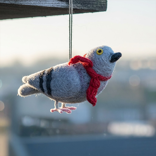 Handmade Pigeon with a Scarf Hanging Bird Decoration