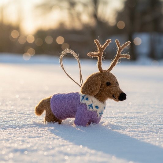 Handmade Felt Rudy Dachshund Dog Christmas Decoration