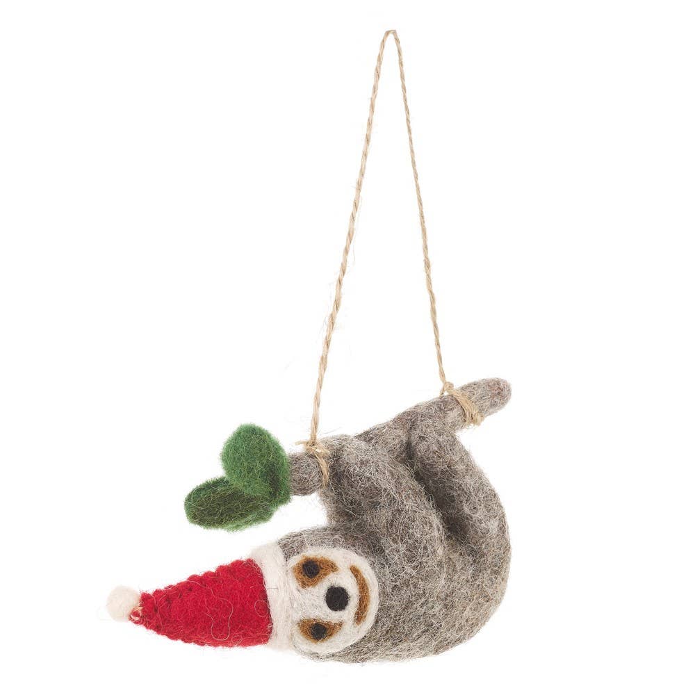 Handmade Felt Christmas Sloth Tree Hanging Decoration
