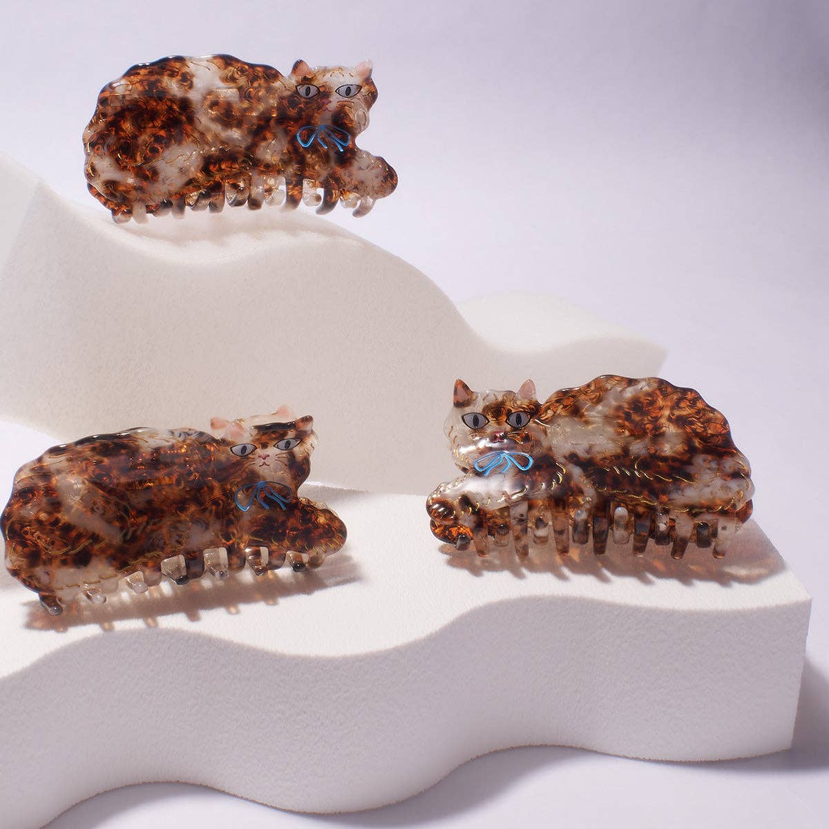 WINONA IRENE - Calico Kitty Cat Hair Claw in Cream and Tortoise Shell