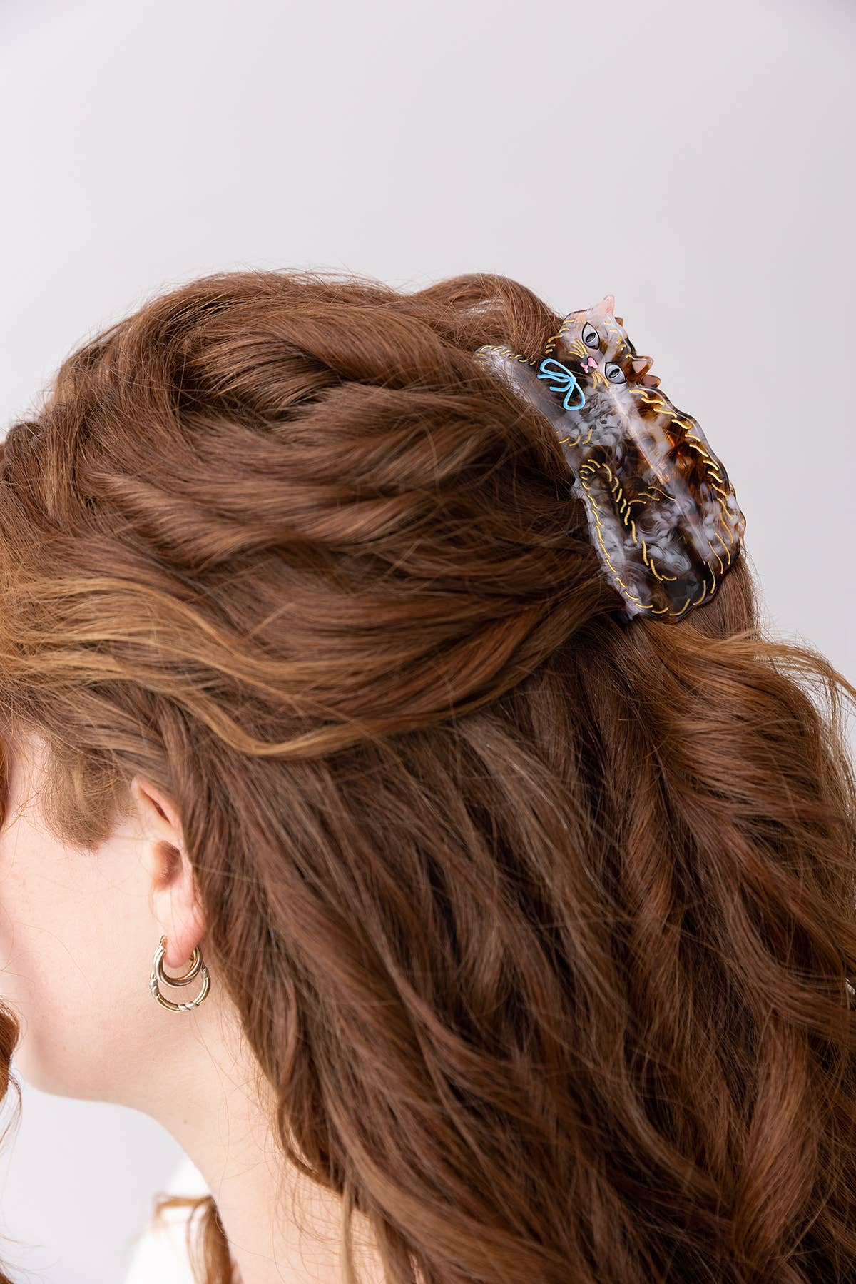 WINONA IRENE - Calico Kitty Cat Hair Claw in Cream and Tortoise Shell