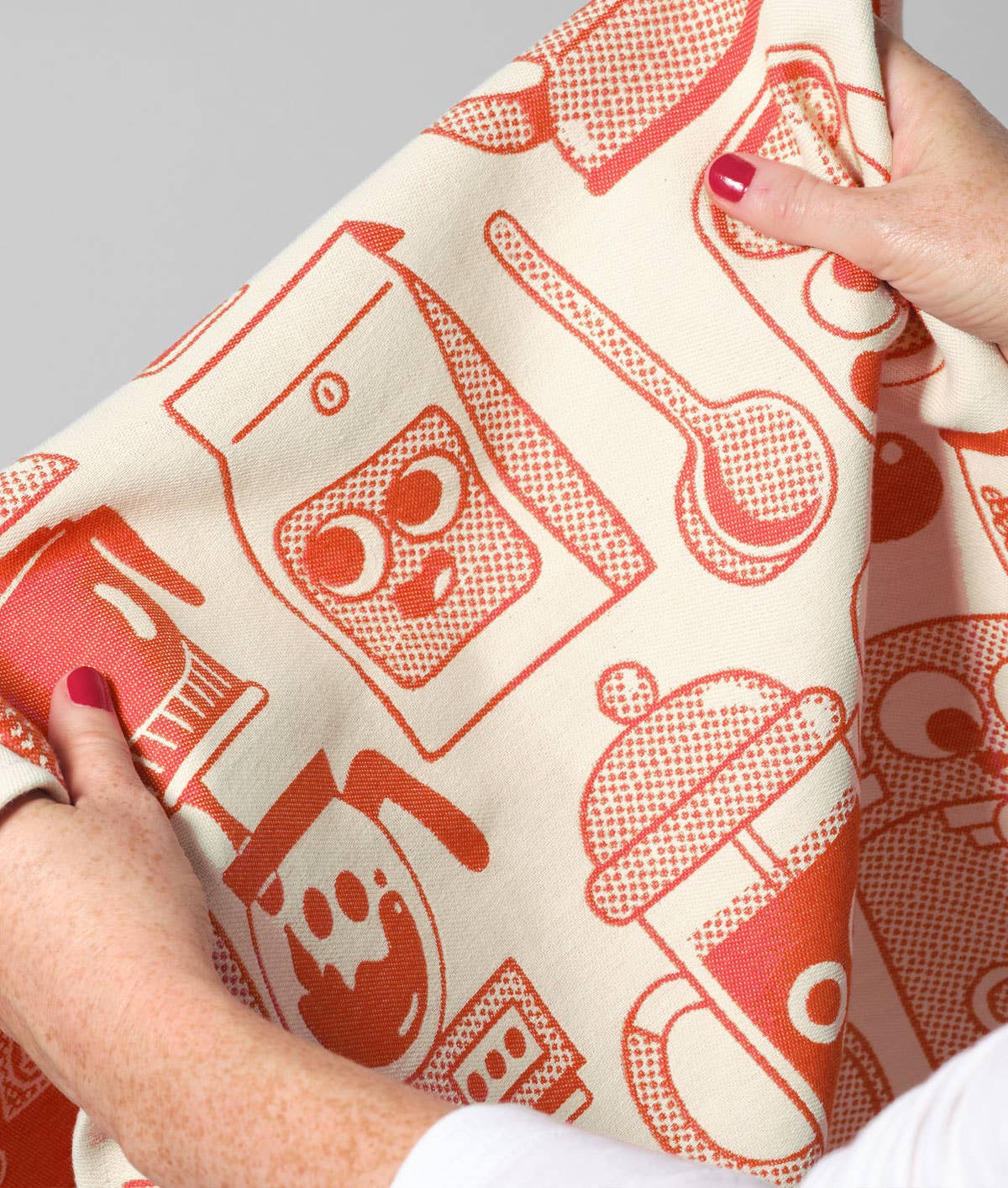 Coffee Time Tea Towel Red/Beige