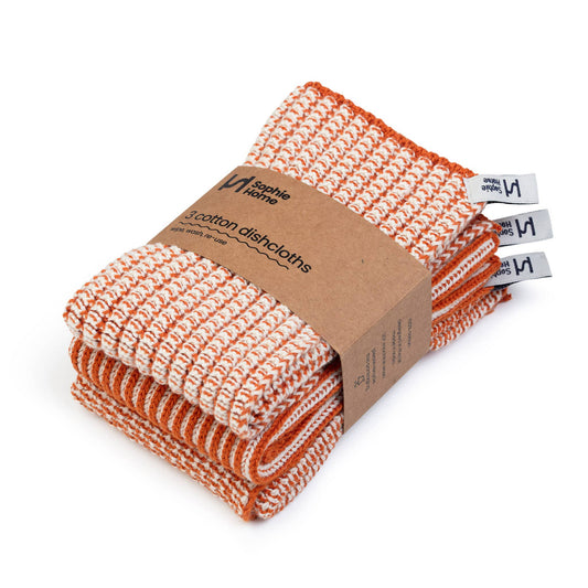 Sophie Home Ltd - Reusable & Eco-Friendly Cotton Dishcloths: Textured Orange
