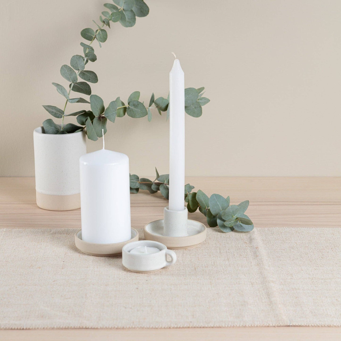 Chickidee - Organics Pillar Candle/Incense Cone Holder - Oatmeal