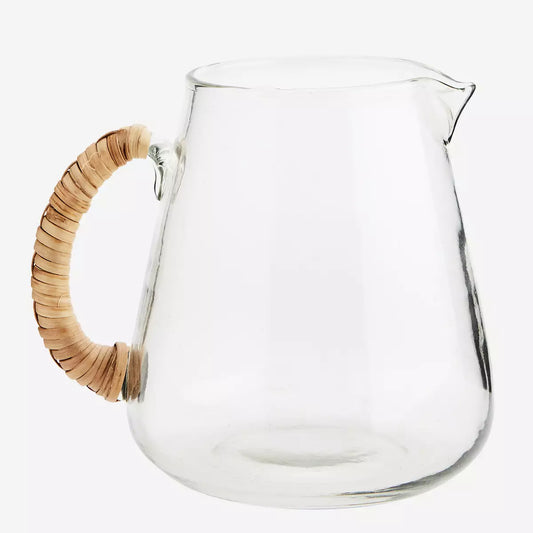 Glass jug with bamboo handle