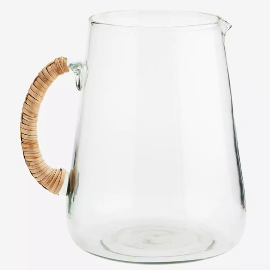 Glass jug with bamboo handle