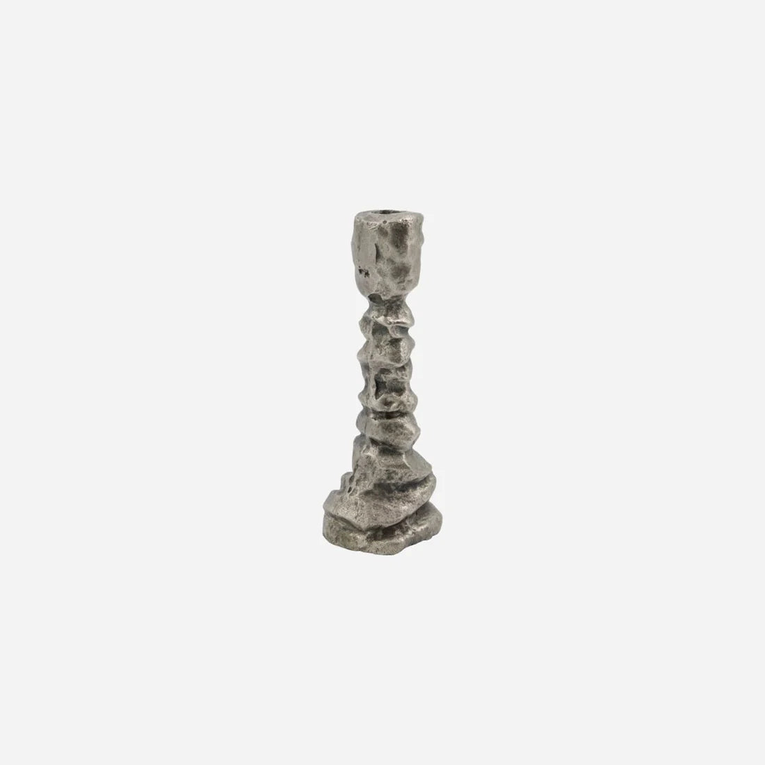Candle stand, Raku, Antique silver small