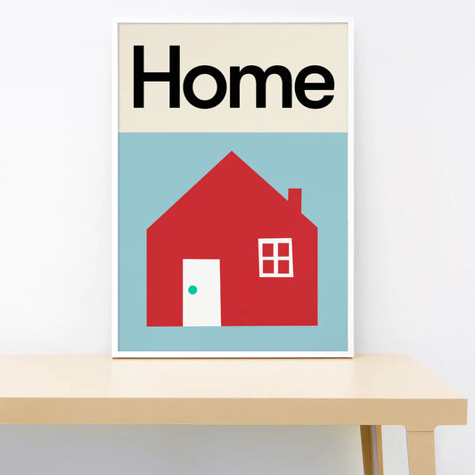 Home Blue/Red Small (21 x 30cm) Black frame