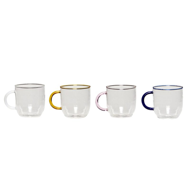 Glass mugs, set of 4