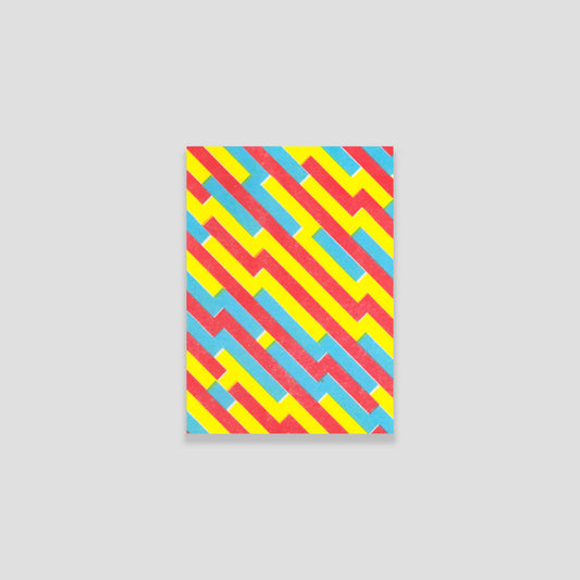 Mini Notebook - diagonal lines yellow blue red
