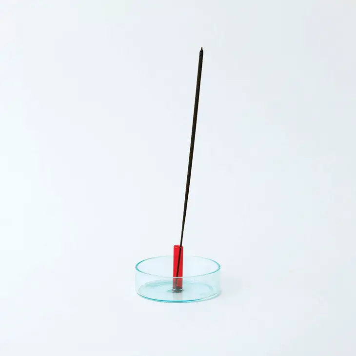 Red + blue glass incense holder